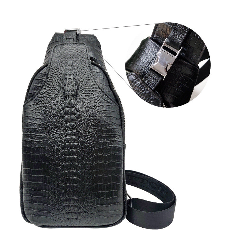 Men's Crocodile Pattern For Leather Pocket Cowhide Men's Chest Bags