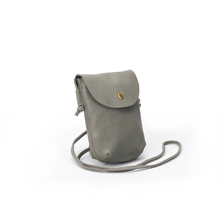 First Layer Cowhide Leather Pocket Tourist Small Square Bags