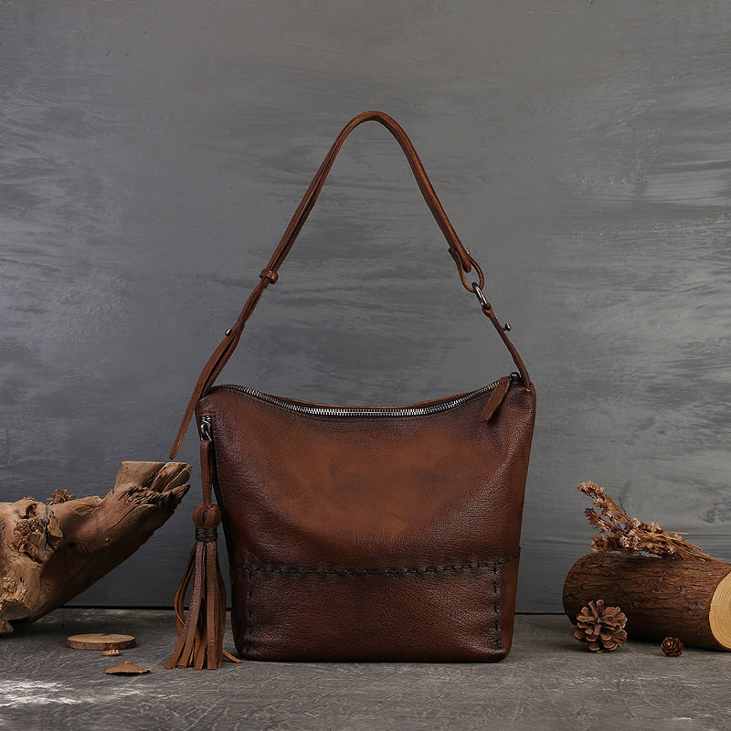 Women's Handmade Large Capacity Leather High-grade Underarm Shoulder Bags