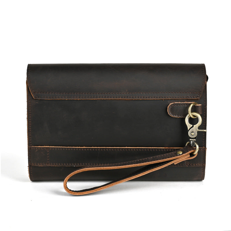 Horse Leather Clutch Large Capacity Vintage First Layer Men's Handbags