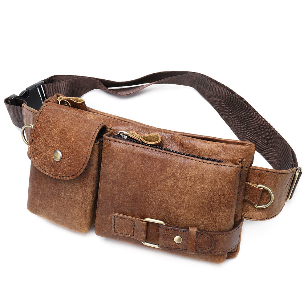 Men's Leather Close-fitting Multifunctional Mobile Wear Pouch Men's Waist Packs