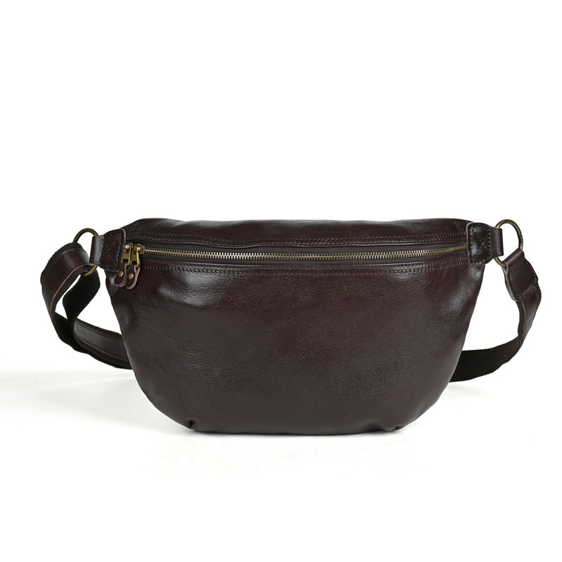 Men's Ancient Hipster Retro Vegetable Tanned Leather Genuine Men's Chest Bags