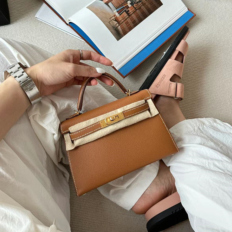 Women's Second Generation Cow Leather Fashion Kelly Shoulder Bags
