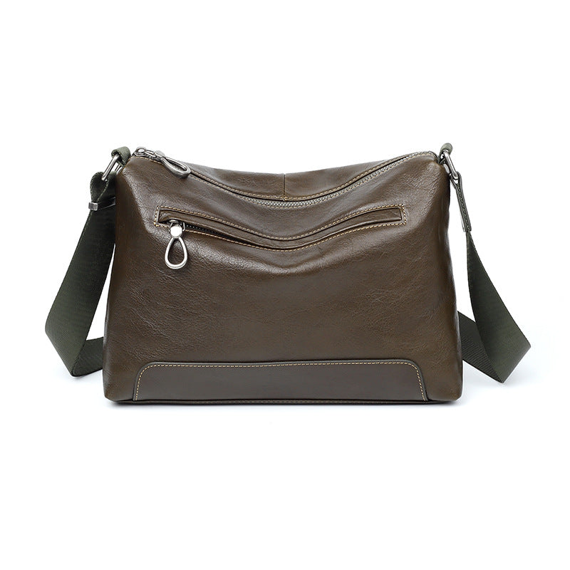 Men's Fashion Horizontal Top Layer Cowhide Leather Men's Messenger Bags