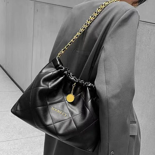 Women's Large Capacity Niche Underarm Chain Soft Leather Garbage Shoulder Bags