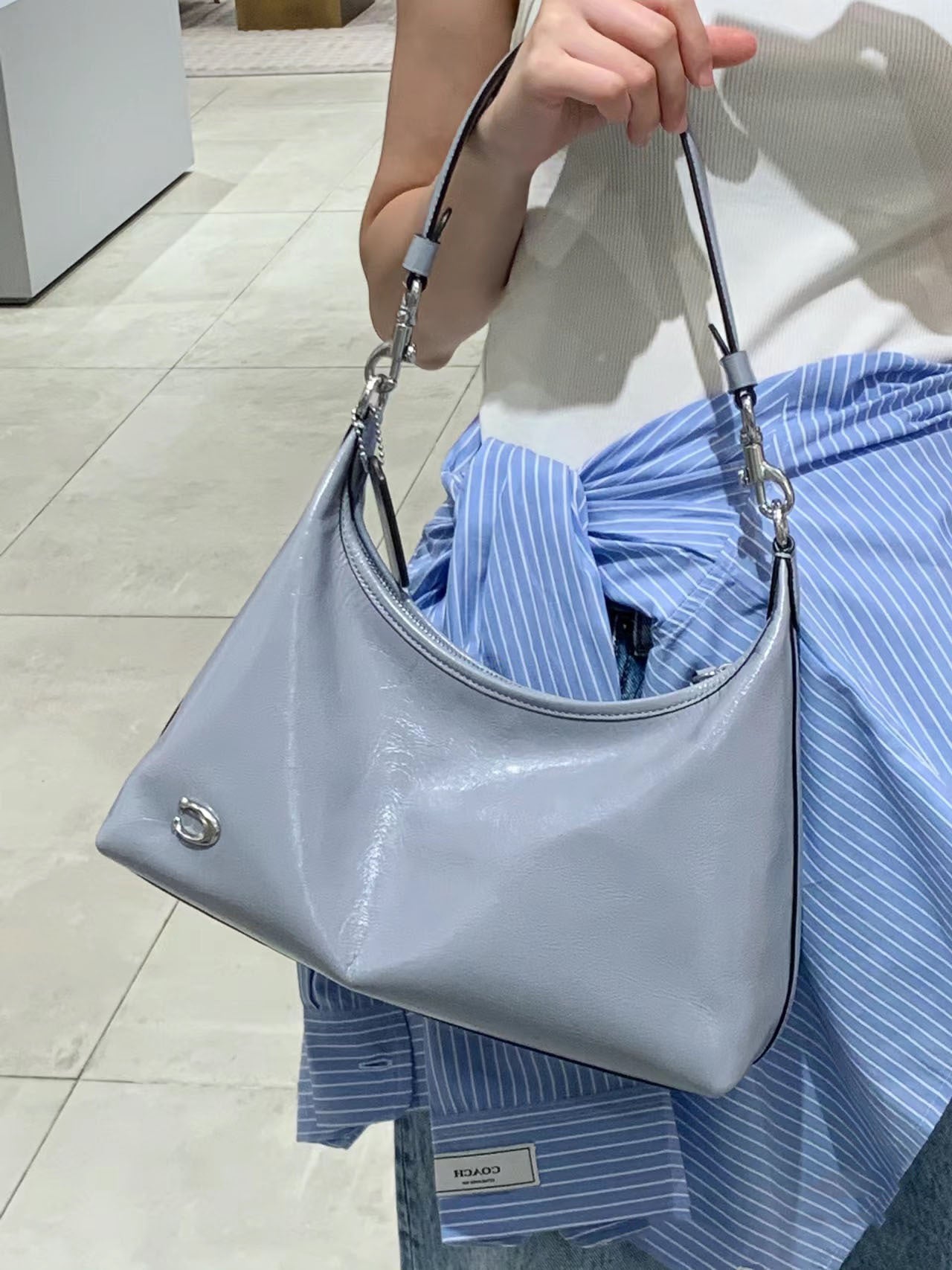 Women's Simple Oil Wax Leather Underarm Lightweight Bags