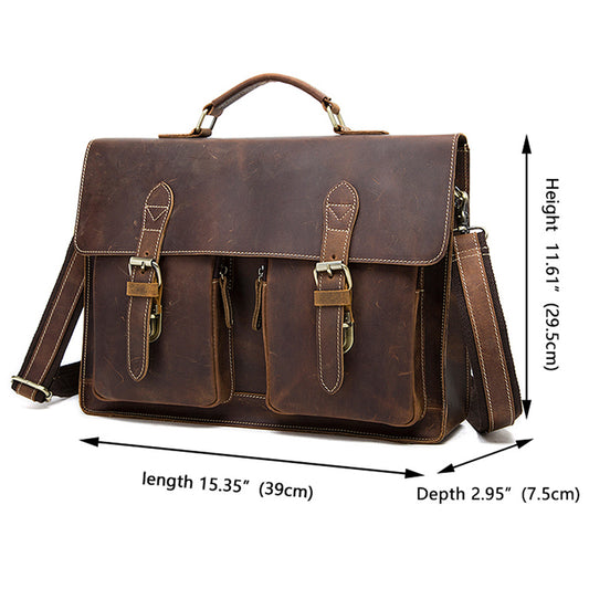 Men's Vintage Crazy Horse Leather First Layer Men's Briefcases