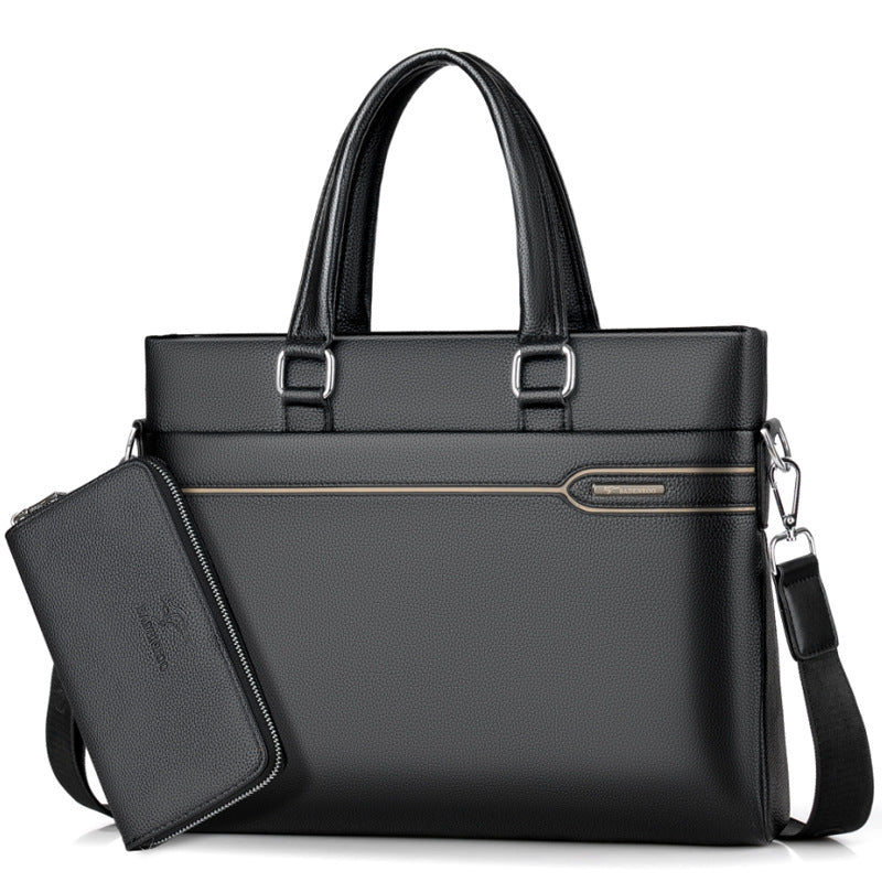 Simplicity Horizontal Large Capacity Spring Clutch Men's Shoulder Bags