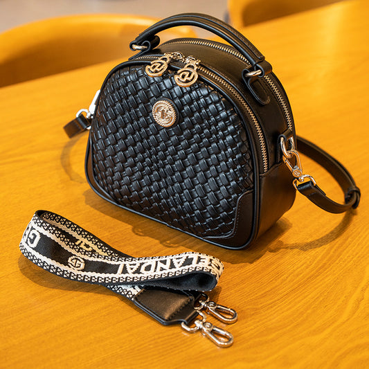 Women's Ge Lauder Woven Pattern Round Commute Crossbody Bags