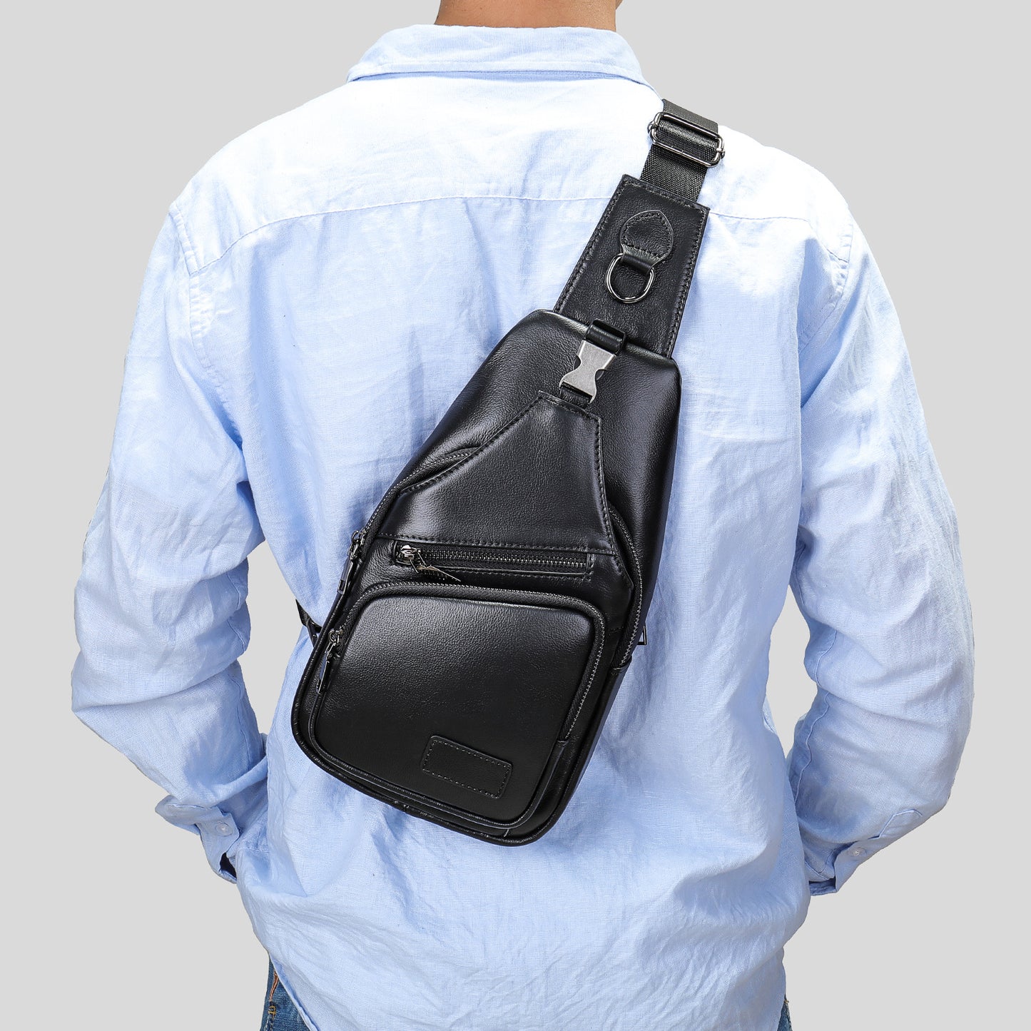 Men's Genuine Leather First Layer Cowhide Fashion Men's Chest Bags
