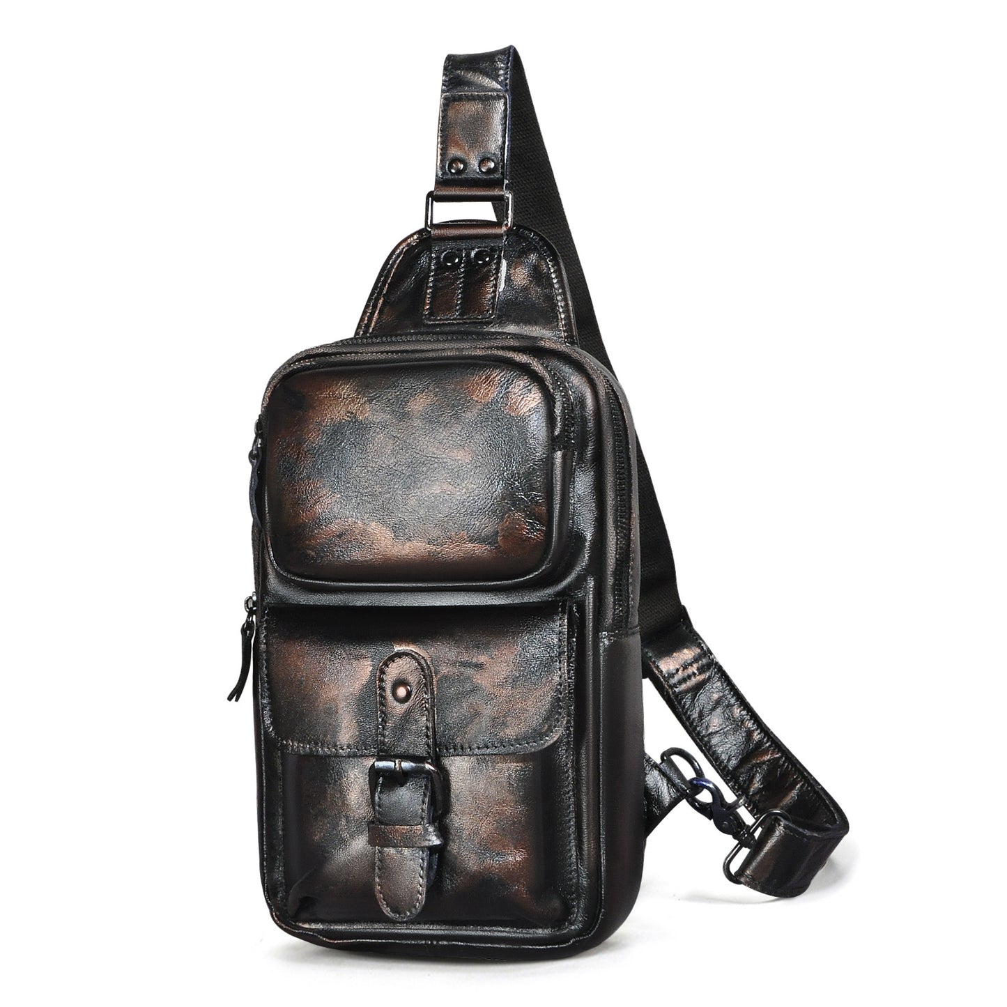 Men's Layer Crazy Horse Skin Cowhide Leather Retro Men's Chest Bags