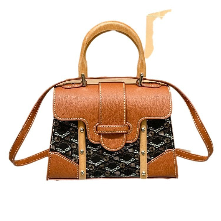 Women's Dog Teeth Saigon Wooden Saddle Poor Bags