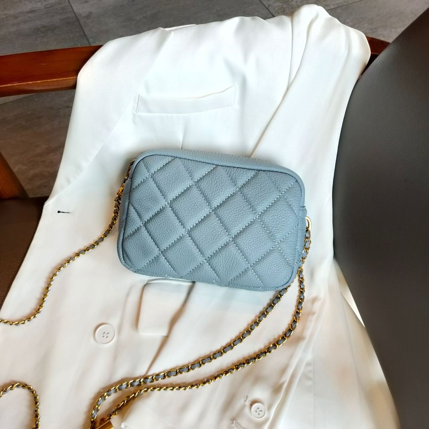Women's Layer Cowhide Diamond Pattern Fashion Popular Crossbody Bags