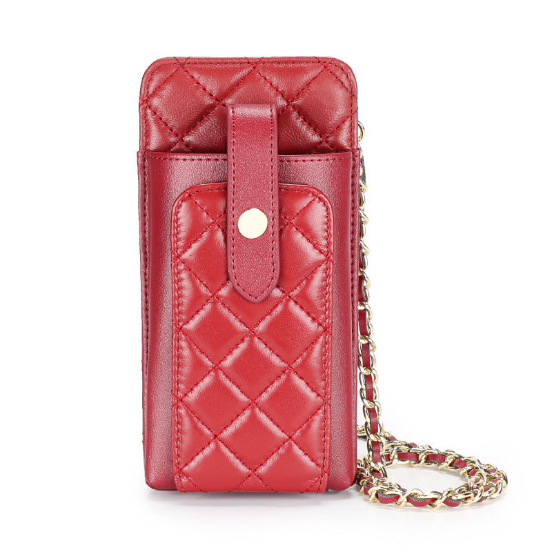 Women's Classic Style Rhombus Vertical Mobile Chain Phone Bags