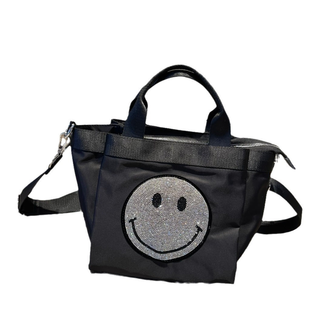 Women's Medium Smiley Face Simple Crystals Nylon Tote Bags