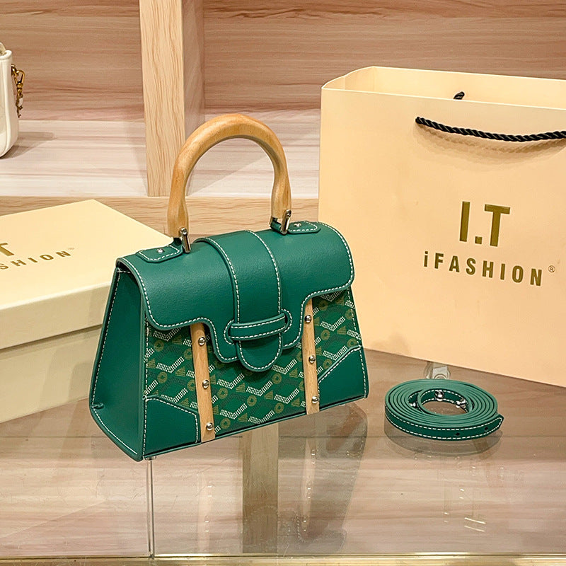 Women's Dog Teeth Saigon Wooden Saddle Poor Bags