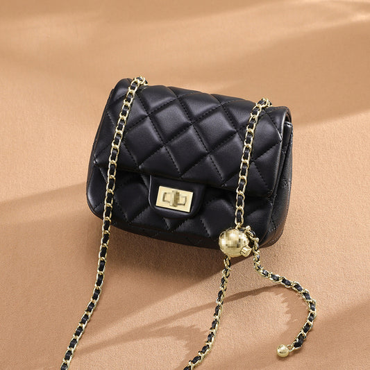 Women's Trendy Genuine Leather Fashion Rhombus Chain Shoulder Bags