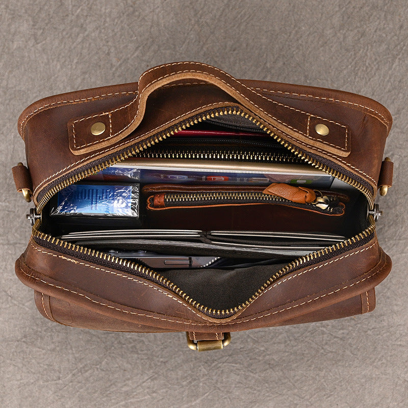 Men's Crazy Horse Leather Retro Portable Bags