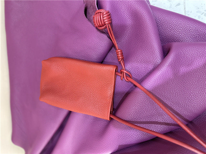 Women's Woven Ball Mobile Leather Mini Simple Phone Bags