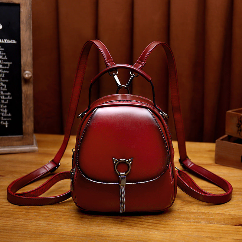 Women's Retro Oil Wax Skin Korean Fashion Backpacks