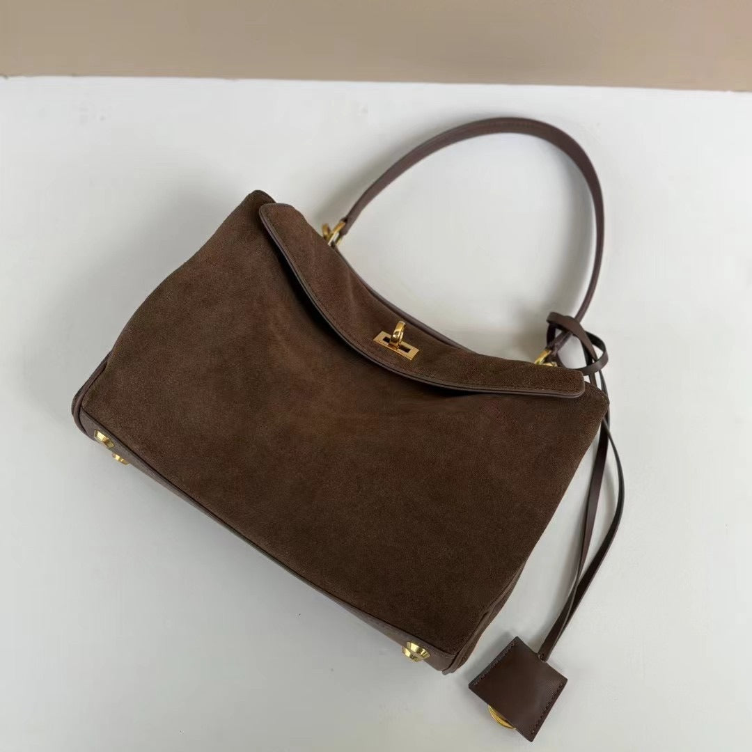Women's Suede Large Capacity Commuter Portable Underarm Tote Bags