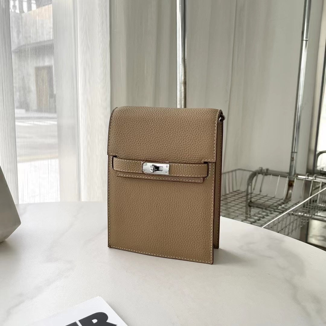 Fashion Genuine Leather Female Kelly Vertical Light Phone Bags