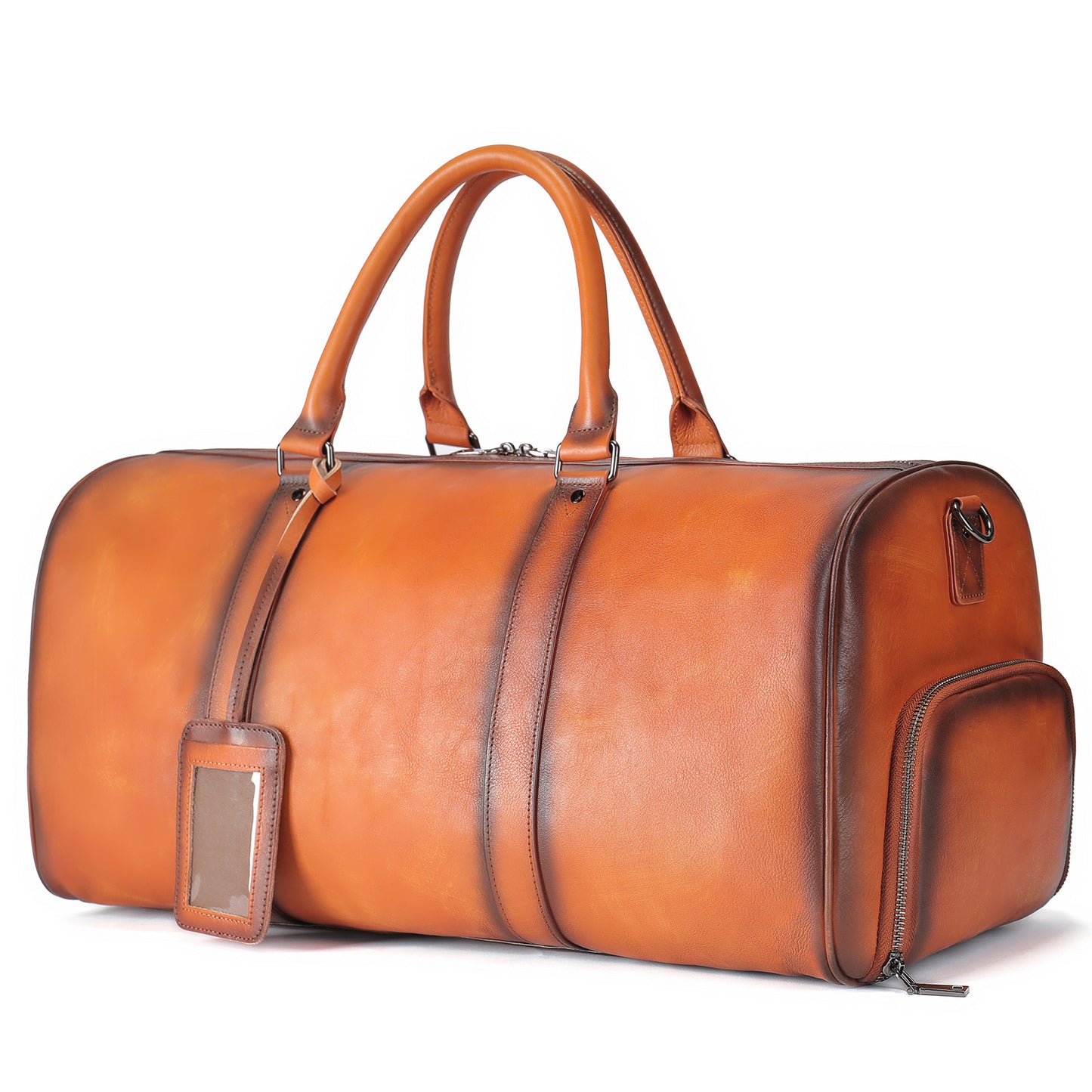 Men's Traveling Black With Shoe Position Cowhide Travel Bags