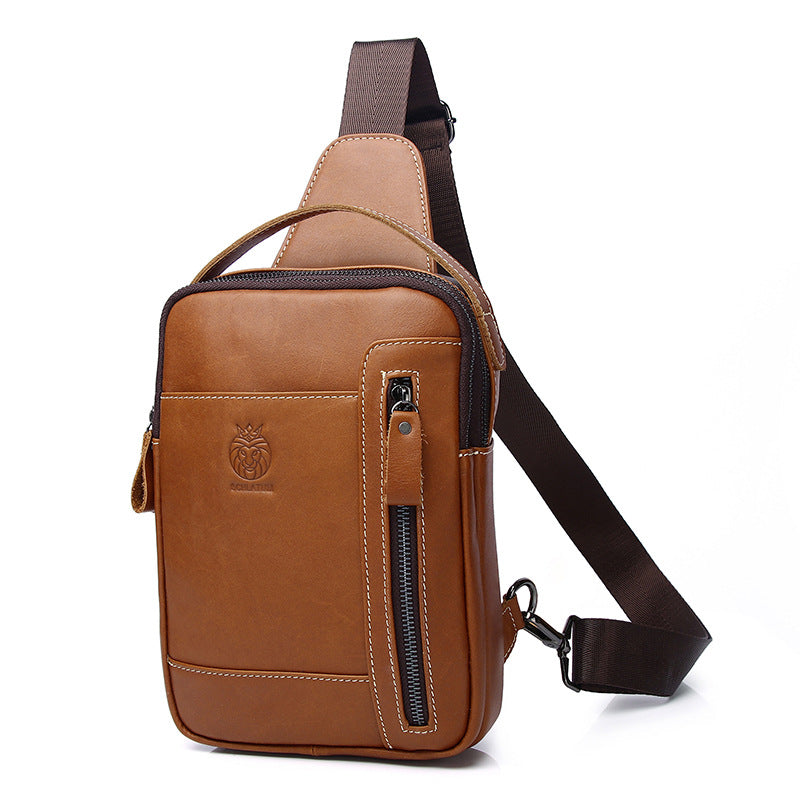 Men's First Layer Cowhide Genuine Leather One Men's Chest Bags