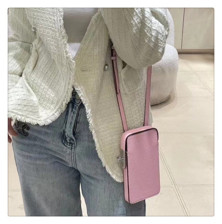 Mobile Fashion Genuine Leather Box Simple Small Square Bags