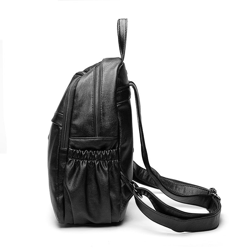 Women's Spring Fashion Cowhide Lychee Pattern Backpacks