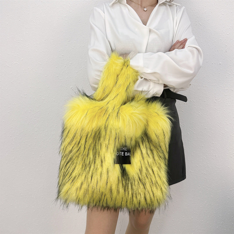 Raccoon Fur Plush Large Capacity Totes Tote Bags