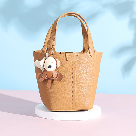 Women's Fashionable Vegetable Basket Large Capacity Leather Handbags