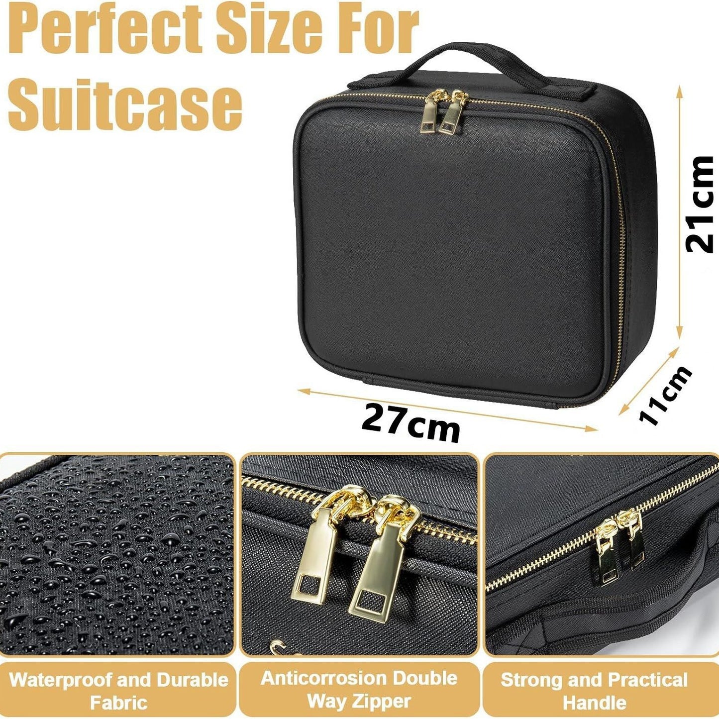 Good-looking Large Capacity With Light Mirror Cosmetic Bags