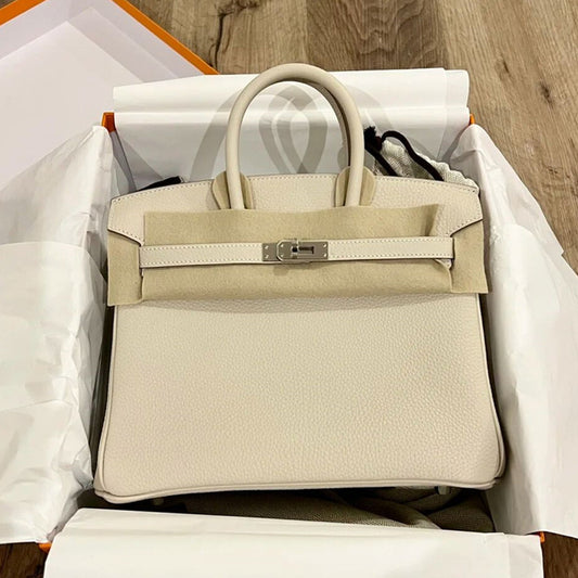 Women's Head Layer Cowhide Lychee Pattern Genuine Handbags