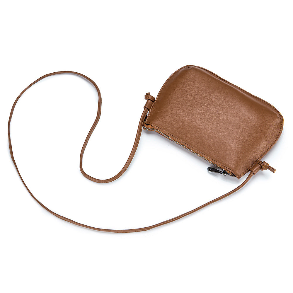 Women's Genuine Leather Simple Solid Color Minority Fashion Mobile Large Bags