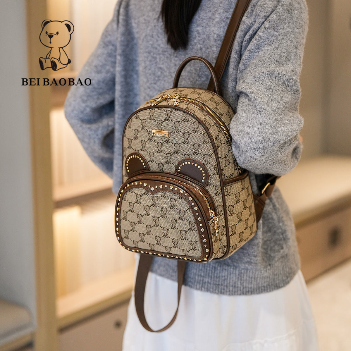 Women's Source Retro Trendy Leisure Large Capacity Backpacks