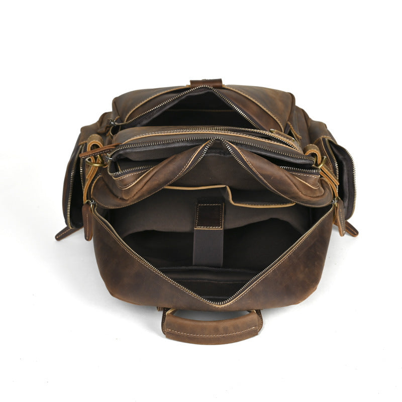 Men's Crazy Horse Leather Large Capacity Retro Backpacks