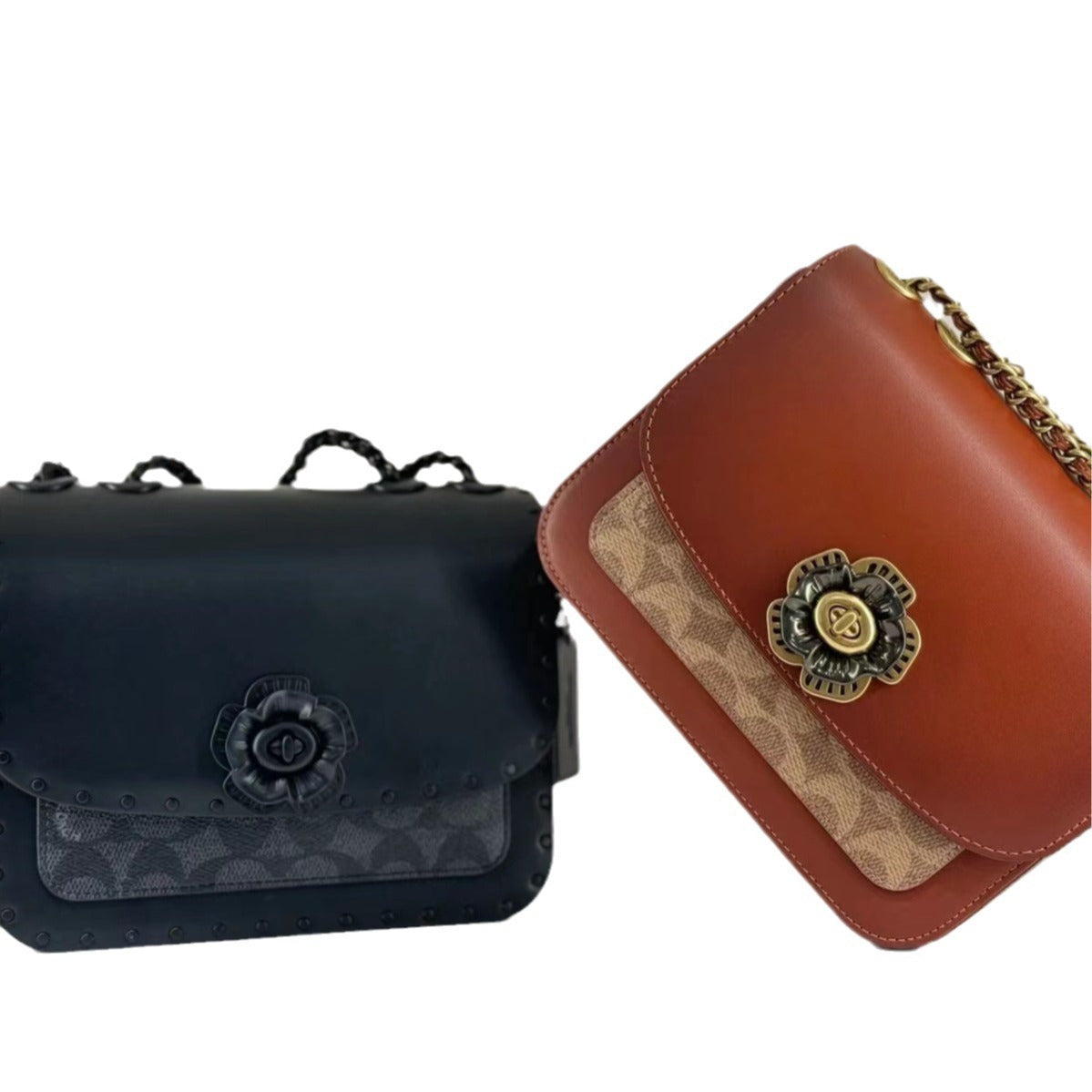 Graceful Charming Ole Rivet Camellia Chain Small Square Bags