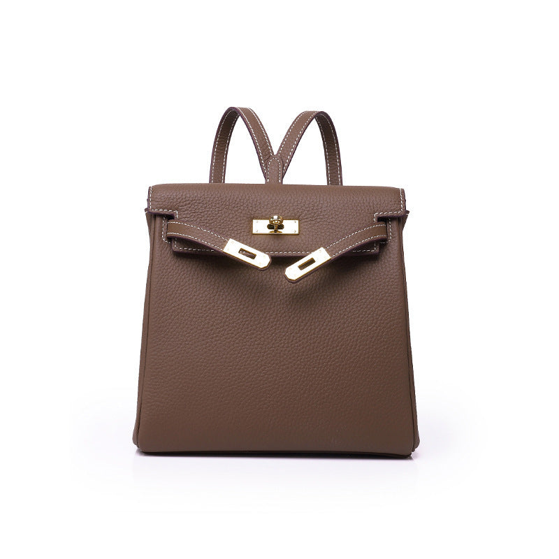 First Layer Cowhide Kelly Platinum Leather Backpacks