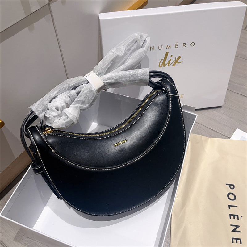 Women's French Design Selenodont Genuine Leather Underarm Shoulder Bags