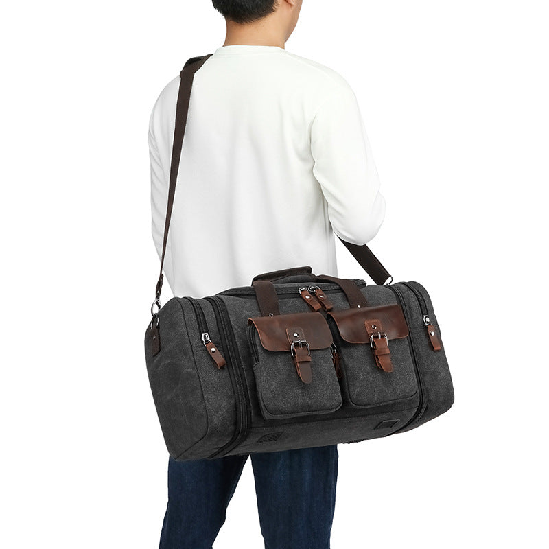 Cool Adjustable Canvas Crazy Horse Leather Travel Bags