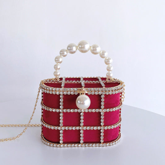 Women's Fashion Trends Basket Popular Pearl Diamond Bags
