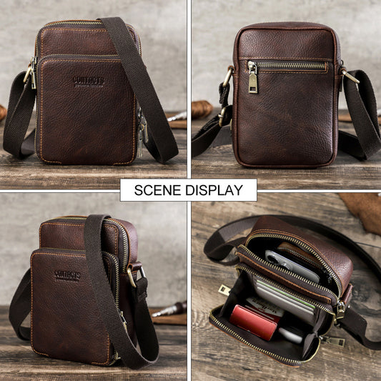 Men's Angel Retro Crazy Horse Milled Cowhide Men's Shoulder Bags