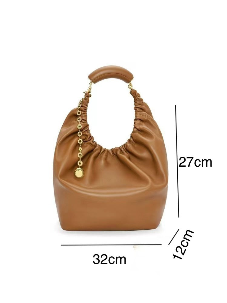 High Texture Pleated Soft Cowhide Chain Bags