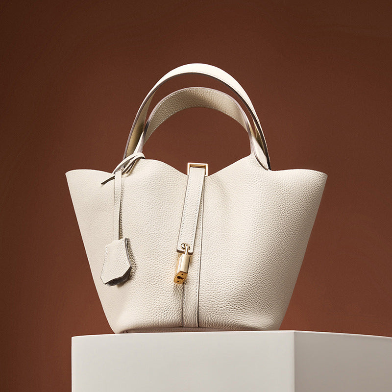 Women's Genuine Leather Versatile Classic Vegetable Basket Bucket Bags