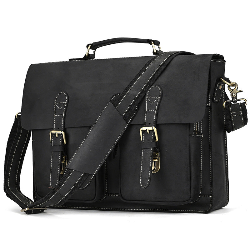 Retro Crazy Horse Leather Large Capacity Handbags
