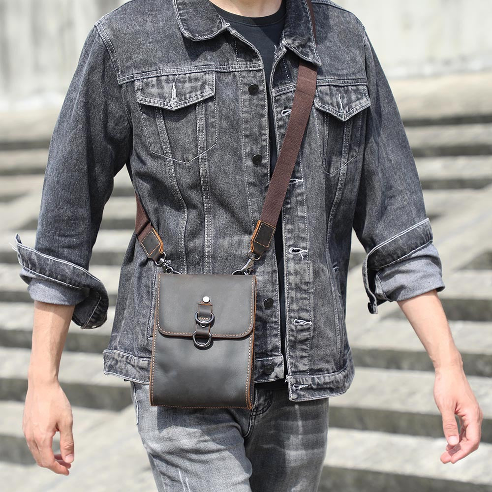 First Layer Cowhide Leather Crazy Horse Everyday Joker Men's Shoulder Bags