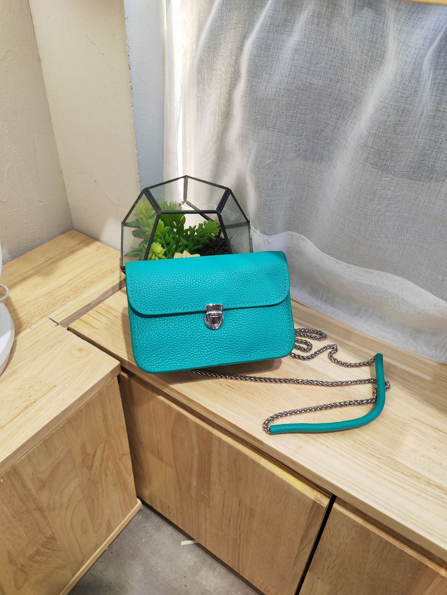 Women's Lychee Pattern Fashion Top Layer Cowhide Shoulder Bags