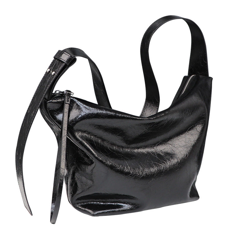 Women's Oil Wax Leather High Quality Large Capacity Pleated Tote Bags
