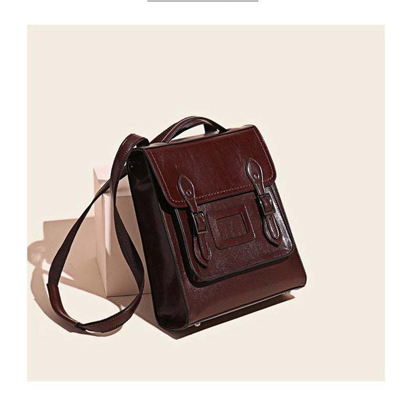 Women's Fashion Genuine Leather Oil Wax Cowhide Backpacks